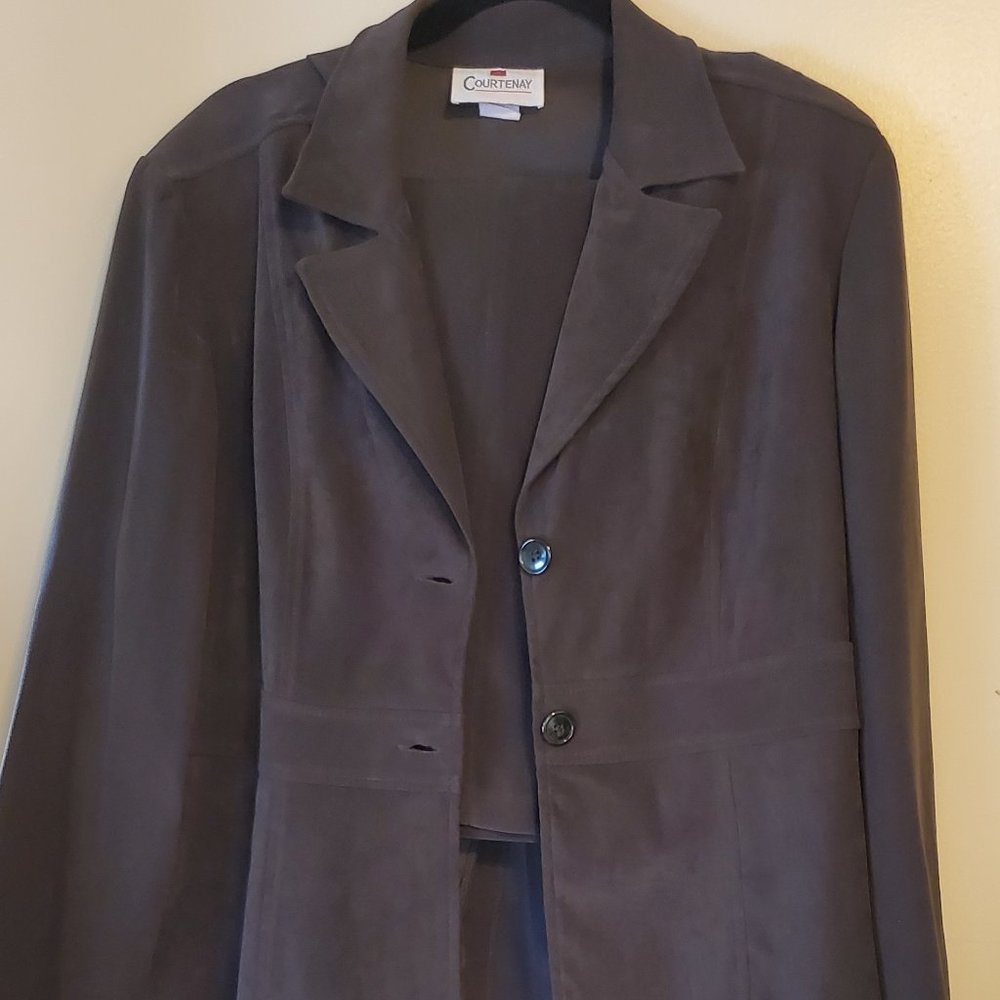 Olive green skirt suit
